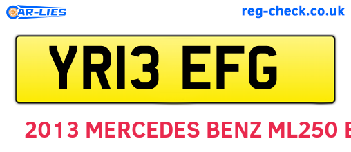 YR13EFG are the vehicle registration plates.