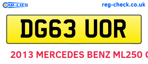 DG63UOR are the vehicle registration plates.