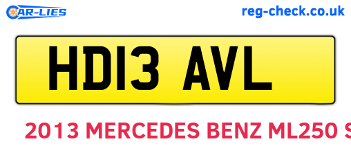 HD13AVL are the vehicle registration plates.