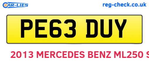 PE63DUY are the vehicle registration plates.