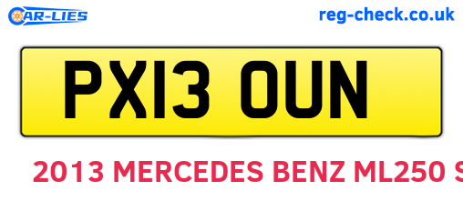 PX13OUN are the vehicle registration plates.