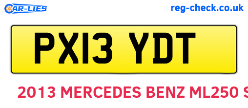PX13YDT are the vehicle registration plates.