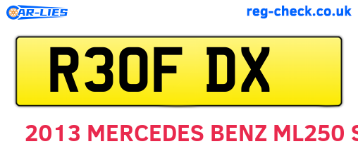 R30FDX are the vehicle registration plates.