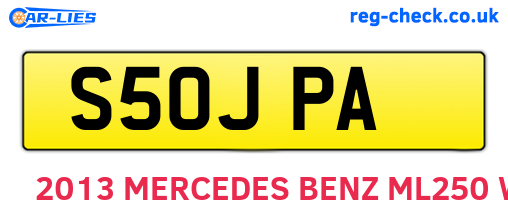 S50JPA are the vehicle registration plates.