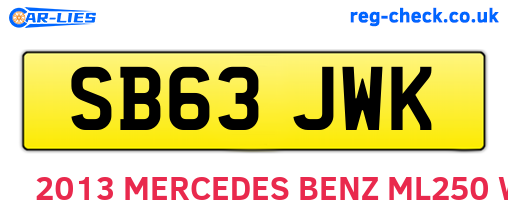 SB63JWK are the vehicle registration plates.