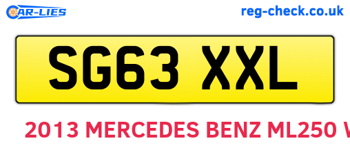 SG63XXL are the vehicle registration plates.