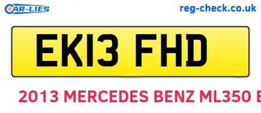 EK13FHD are the vehicle registration plates.