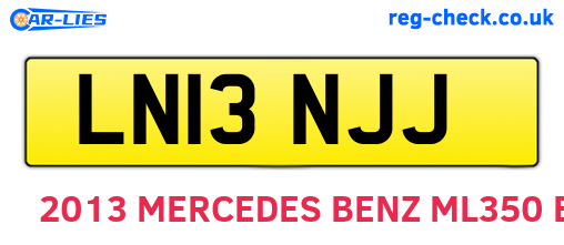 LN13NJJ are the vehicle registration plates.