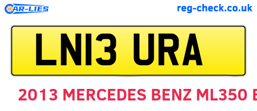 LN13URA are the vehicle registration plates.