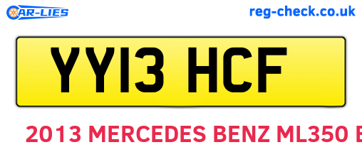YY13HCF are the vehicle registration plates.