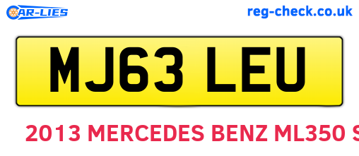 MJ63LEU are the vehicle registration plates.
