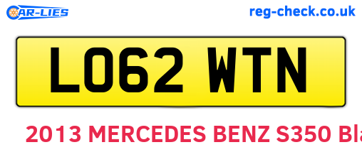 LO62WTN are the vehicle registration plates.