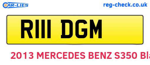 R111DGM are the vehicle registration plates.