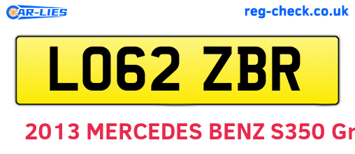 LO62ZBR are the vehicle registration plates.