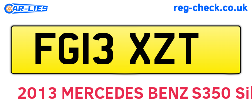 FG13XZT are the vehicle registration plates.