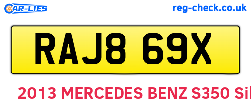 RAJ869X are the vehicle registration plates.