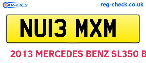 NU13MXM are the vehicle registration plates.