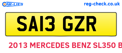 SA13GZR are the vehicle registration plates.