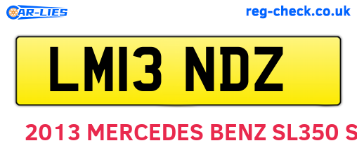 LM13NDZ are the vehicle registration plates.