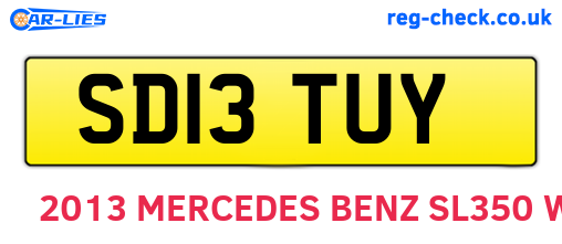 SD13TUY are the vehicle registration plates.