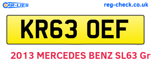 KR63OEF are the vehicle registration plates.