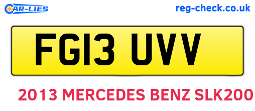 FG13UVV are the vehicle registration plates.