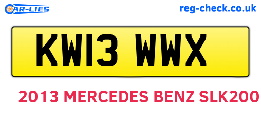 KW13WWX are the vehicle registration plates.