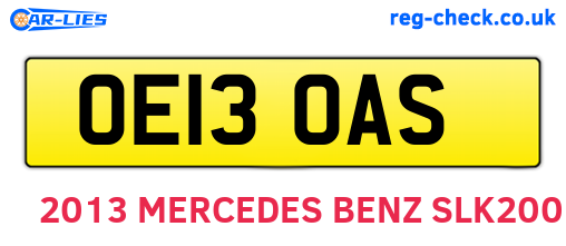 OE13OAS are the vehicle registration plates.