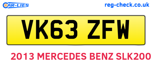 VK63ZFW are the vehicle registration plates.