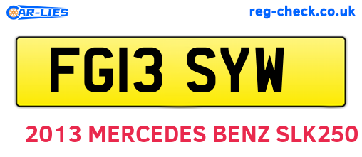 FG13SYW are the vehicle registration plates.