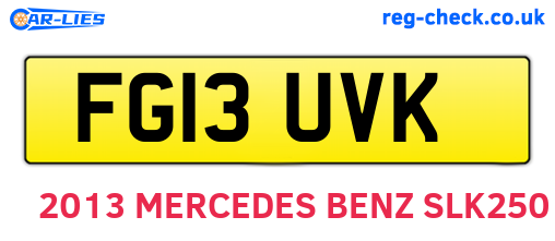 FG13UVK are the vehicle registration plates.