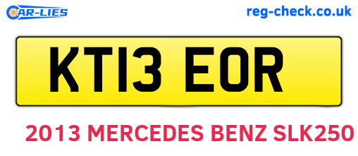 KT13EOR are the vehicle registration plates.