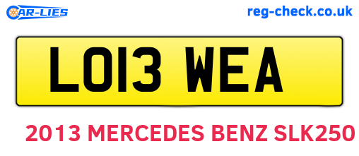 LO13WEA are the vehicle registration plates.