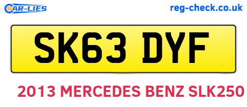SK63DYF are the vehicle registration plates.