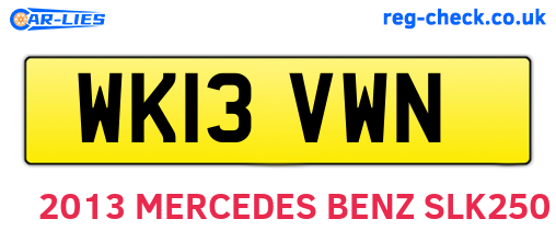 WK13VWN are the vehicle registration plates.