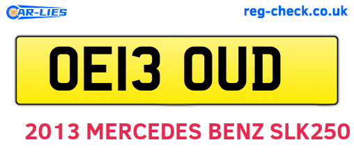 OE13OUD are the vehicle registration plates.