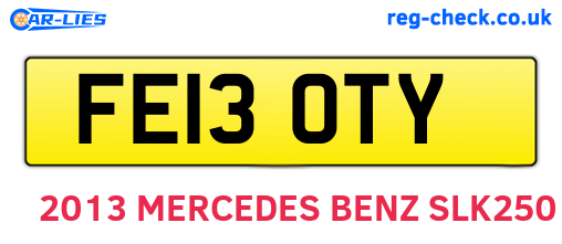 FE13OTY are the vehicle registration plates.