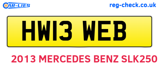 HW13WEB are the vehicle registration plates.