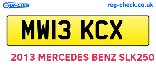MW13KCX are the vehicle registration plates.