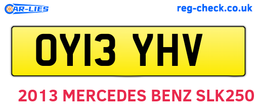 OY13YHV are the vehicle registration plates.