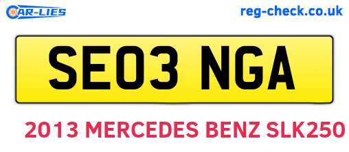 SE03NGA are the vehicle registration plates.