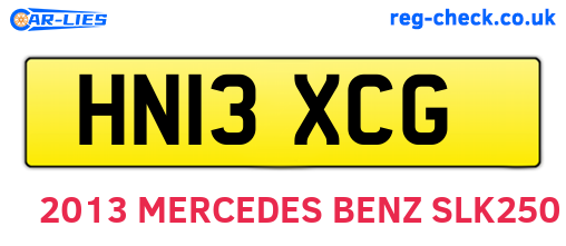 HN13XCG are the vehicle registration plates.