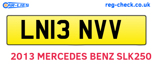 LN13NVV are the vehicle registration plates.