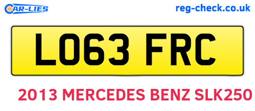 LO63FRC are the vehicle registration plates.
