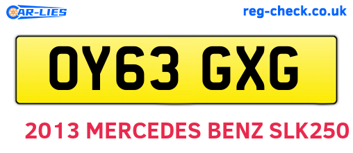 OY63GXG are the vehicle registration plates.