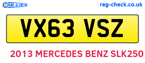 VX63VSZ are the vehicle registration plates.