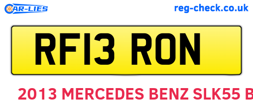 RF13RON are the vehicle registration plates.