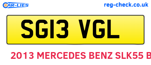 SG13VGL are the vehicle registration plates.