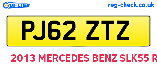 PJ62ZTZ are the vehicle registration plates.