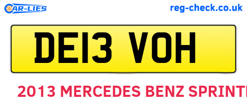 DE13VOH are the vehicle registration plates.